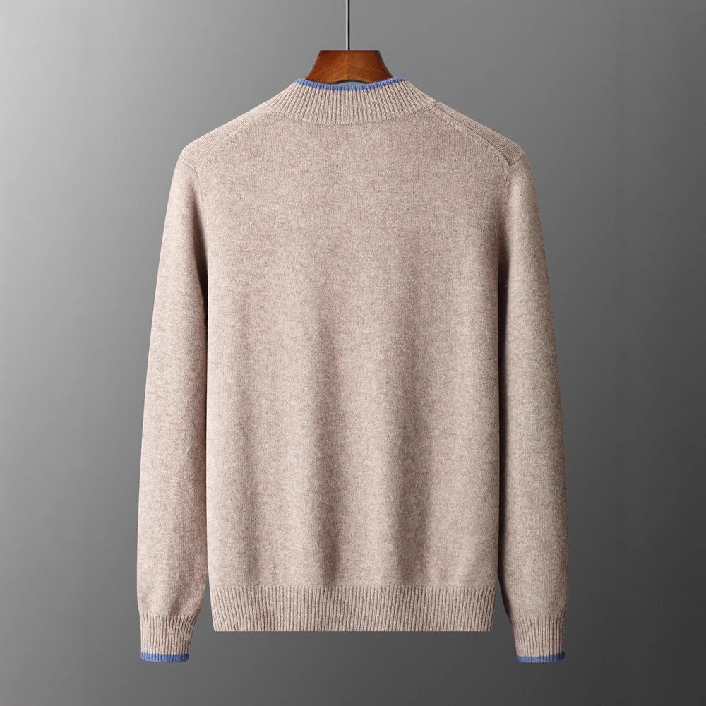 textured knit cardigan with full zipper closure displayed flat on neutral surface