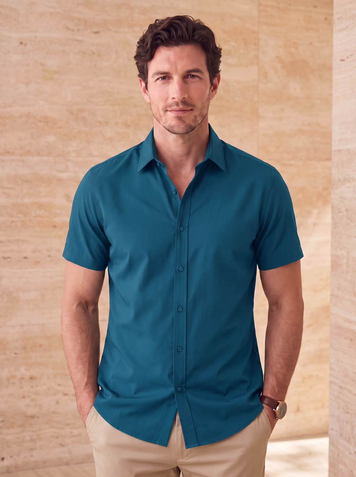 Short sleeve dress shirt men