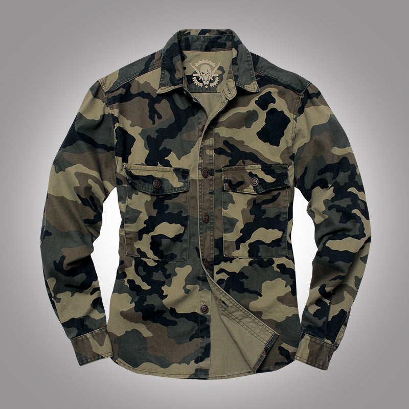 Canvas field jacket with flap pockets and structured collar for casual layering