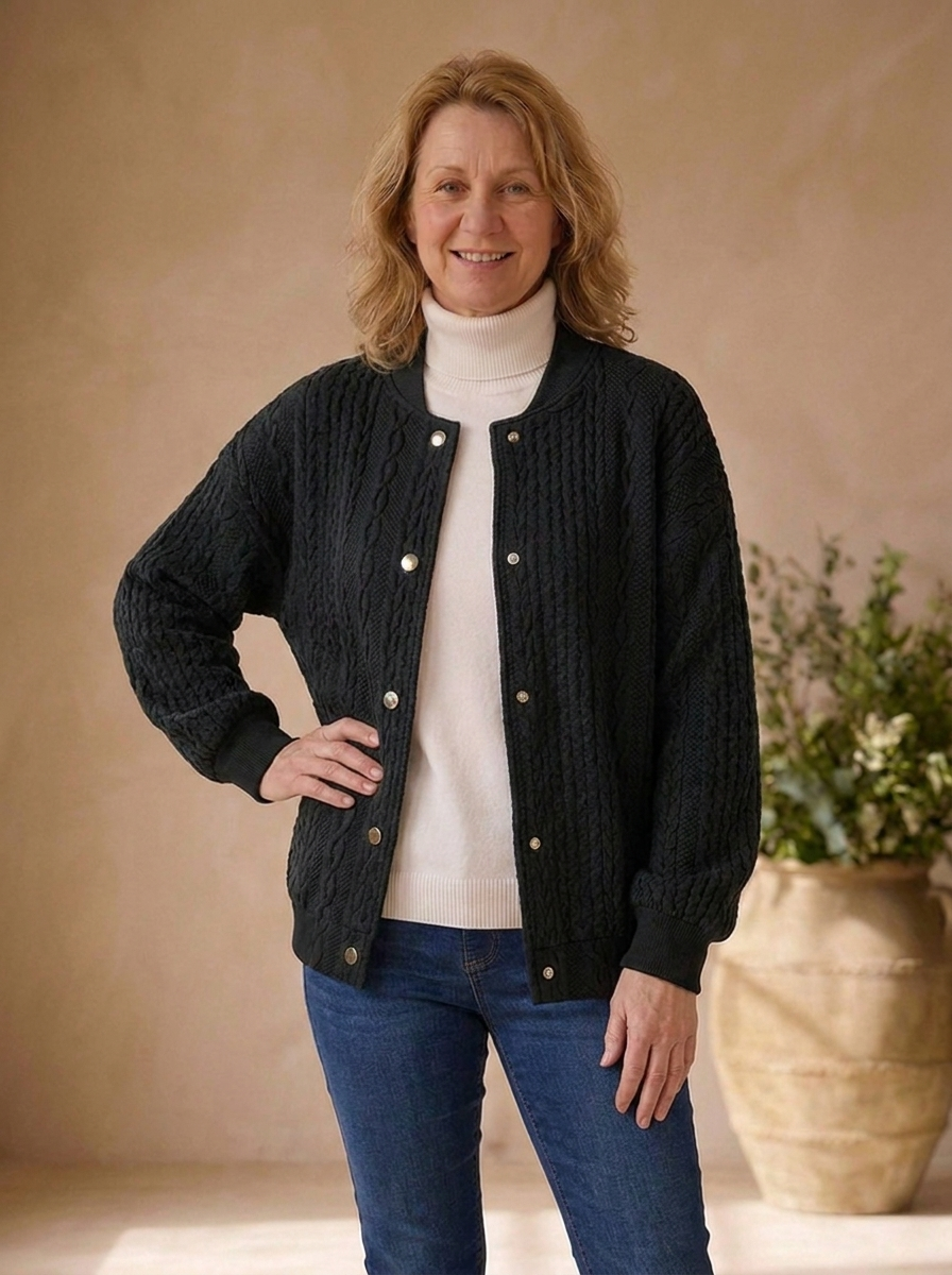 Long sleeve cable knit cardigan for casual outfits