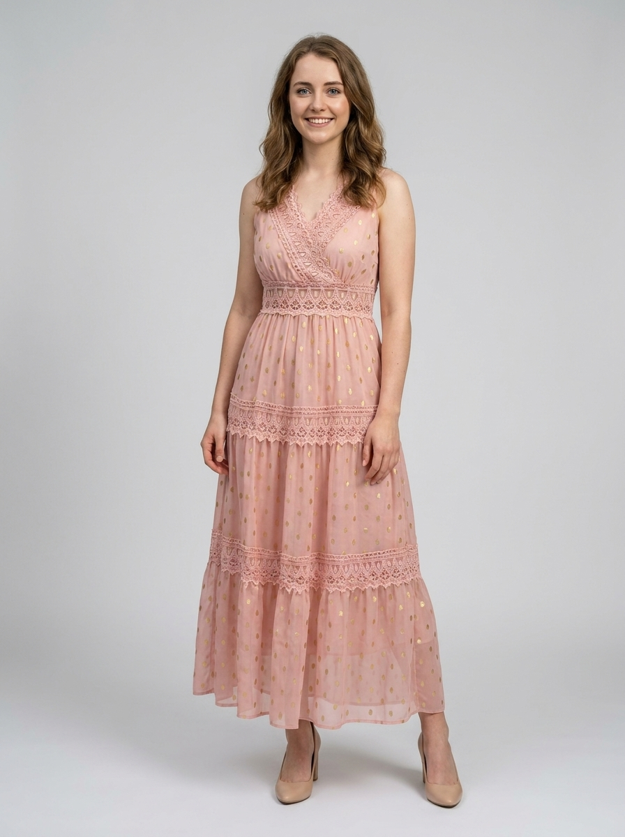 Lightweight midi dress with lace detailing