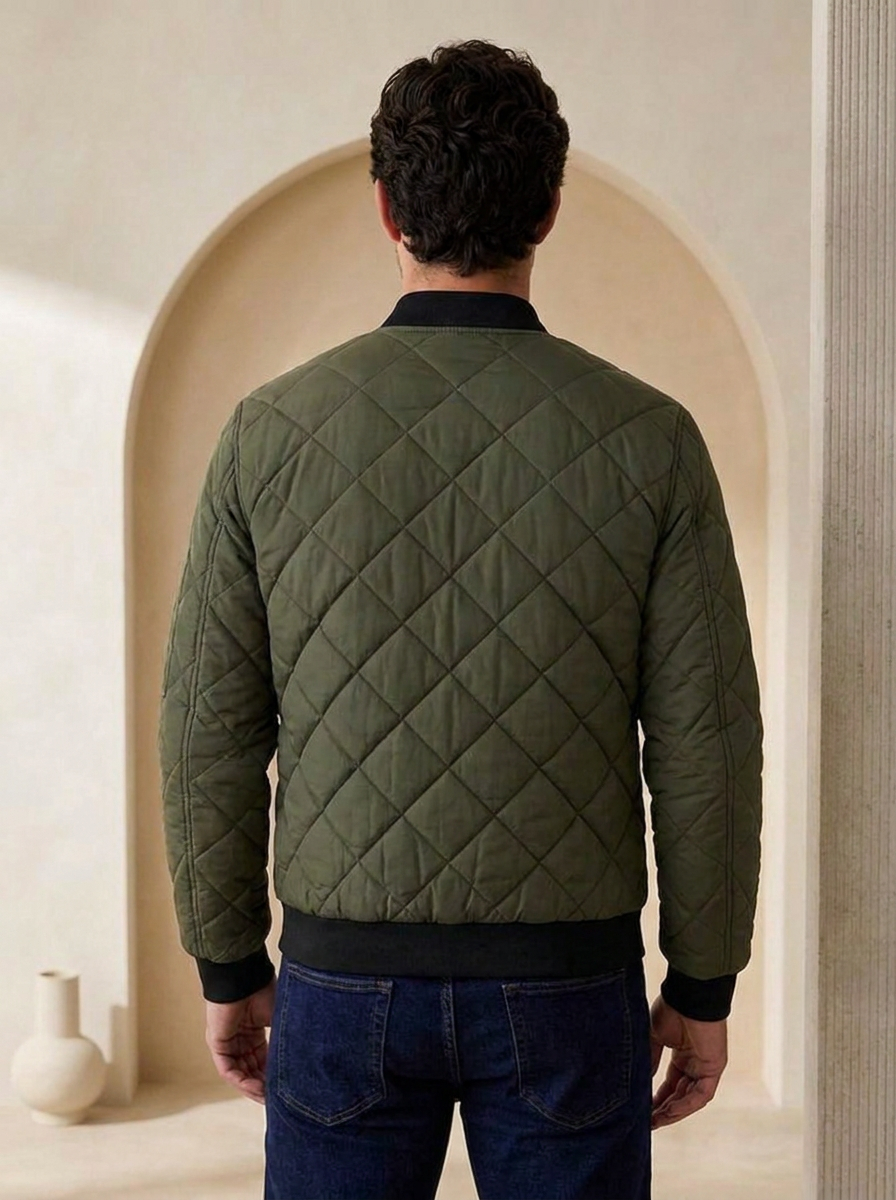 Men's quilted jacket with ribbed hem