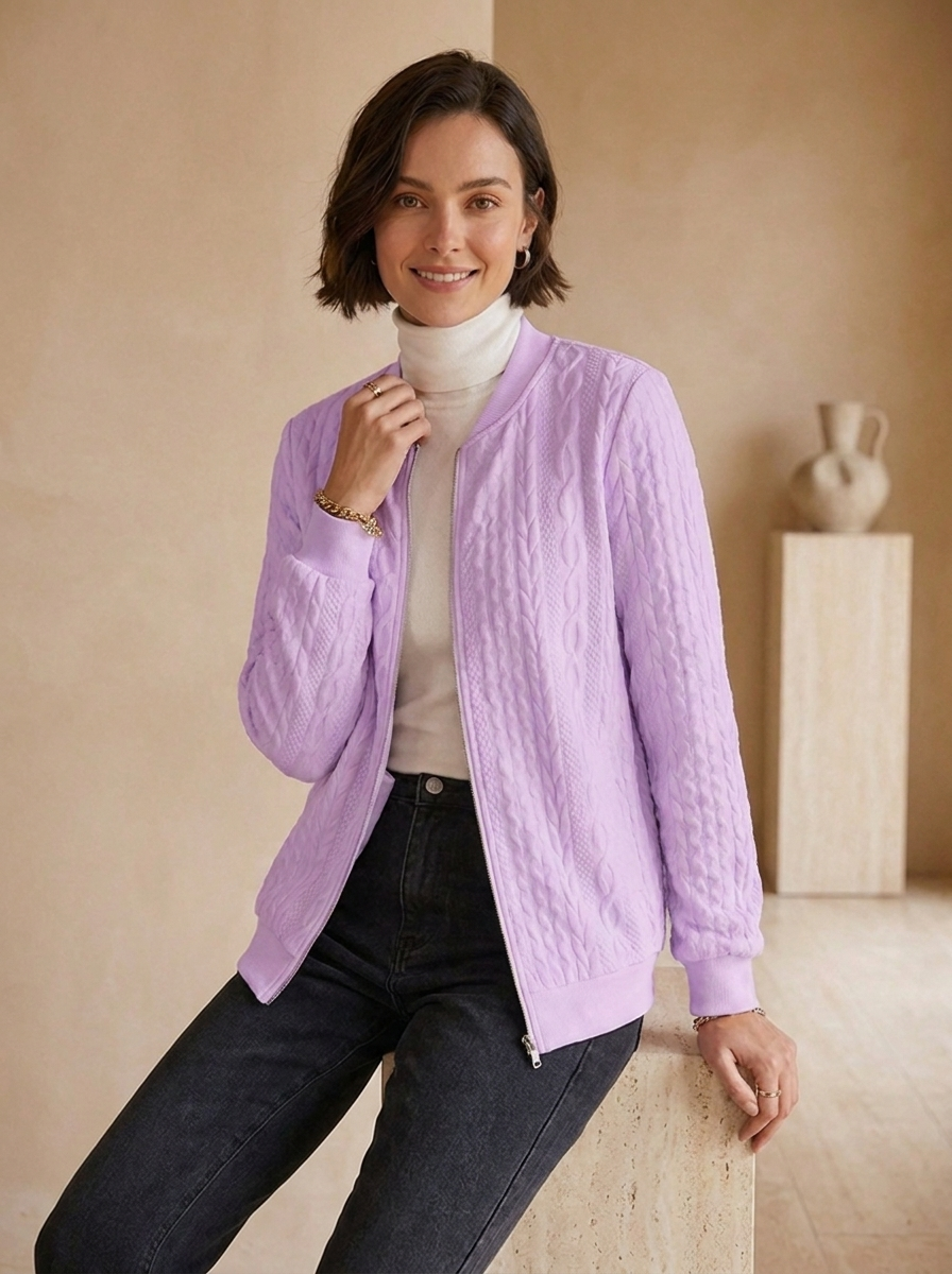 Long sleeve cardigan with a classic round neck