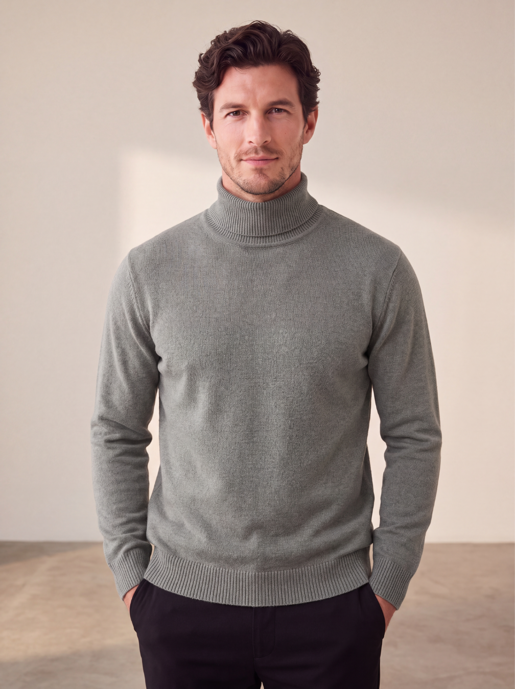 Men's slim fit wool blend turtleneck jumper