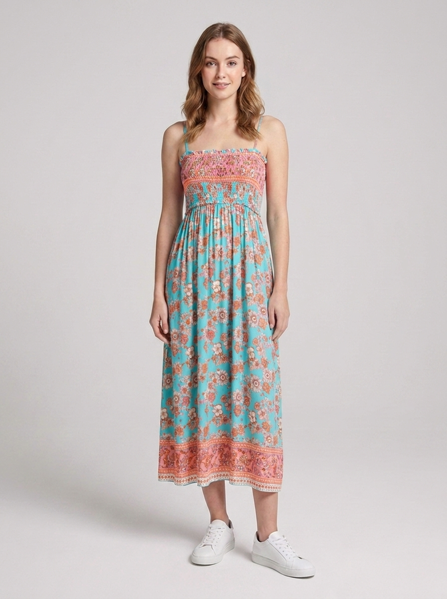 Women's lightweight maxi dress with adjustable straps and a relaxed silhouette