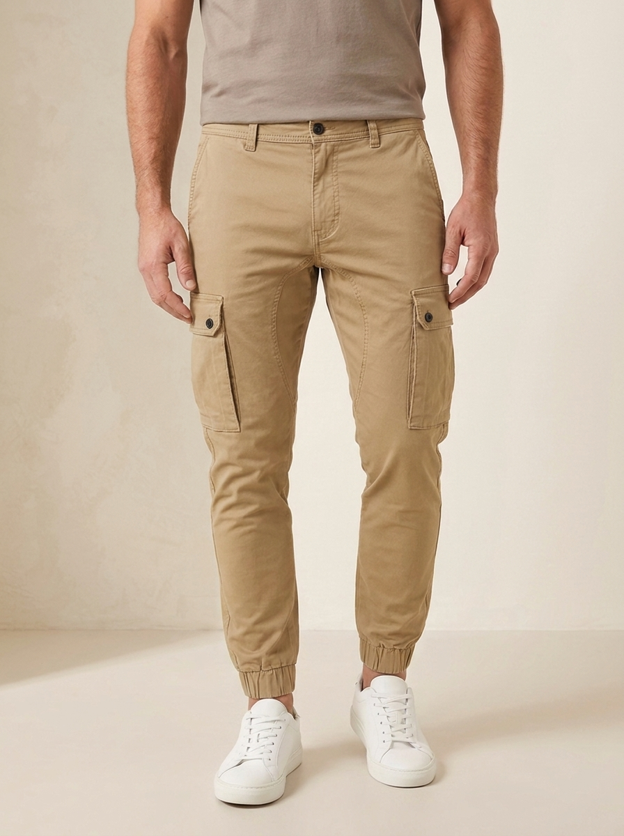 Men's utility cargo trousers with regular length
