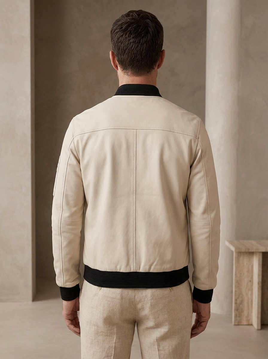 Central zip bomber jacket for men