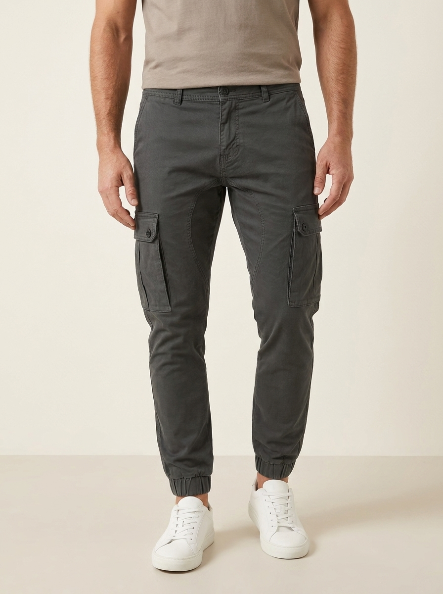 Men's cotton cargo jogger utility trousers