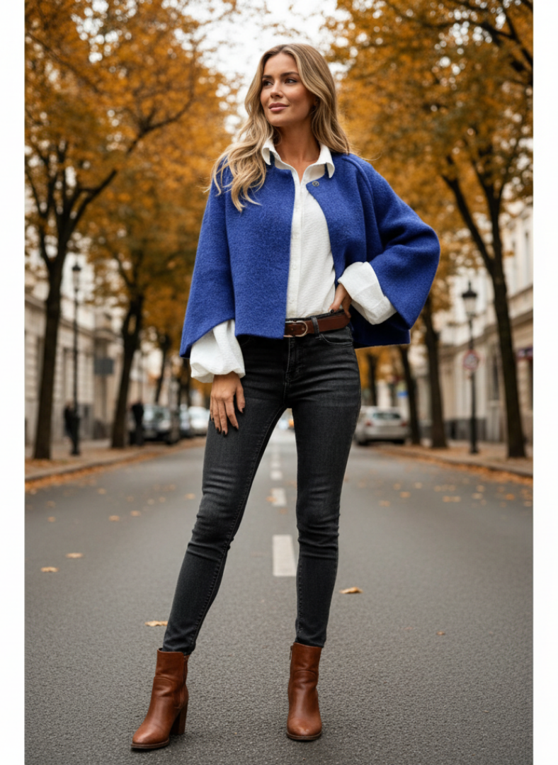 Veste Laine Coupe Droite Femme Hiver
