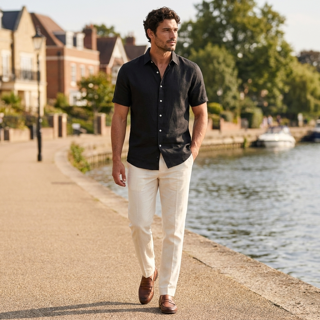 Men's cotton shirt designed for holidays and casual occasions