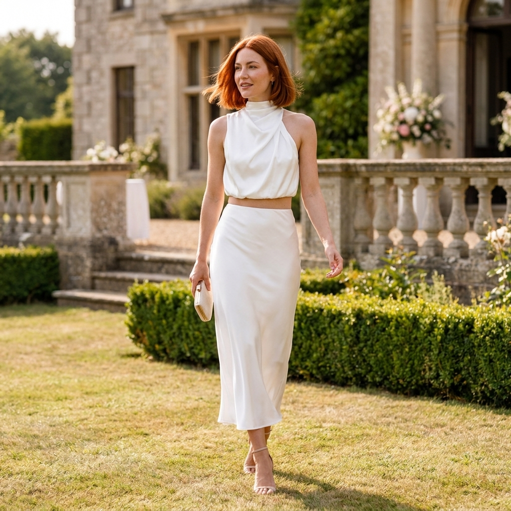 Women's satin skirt set for evening occasions and social gatherings