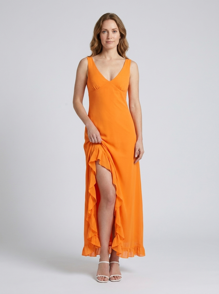 Maxi dress with a flattering V neckline