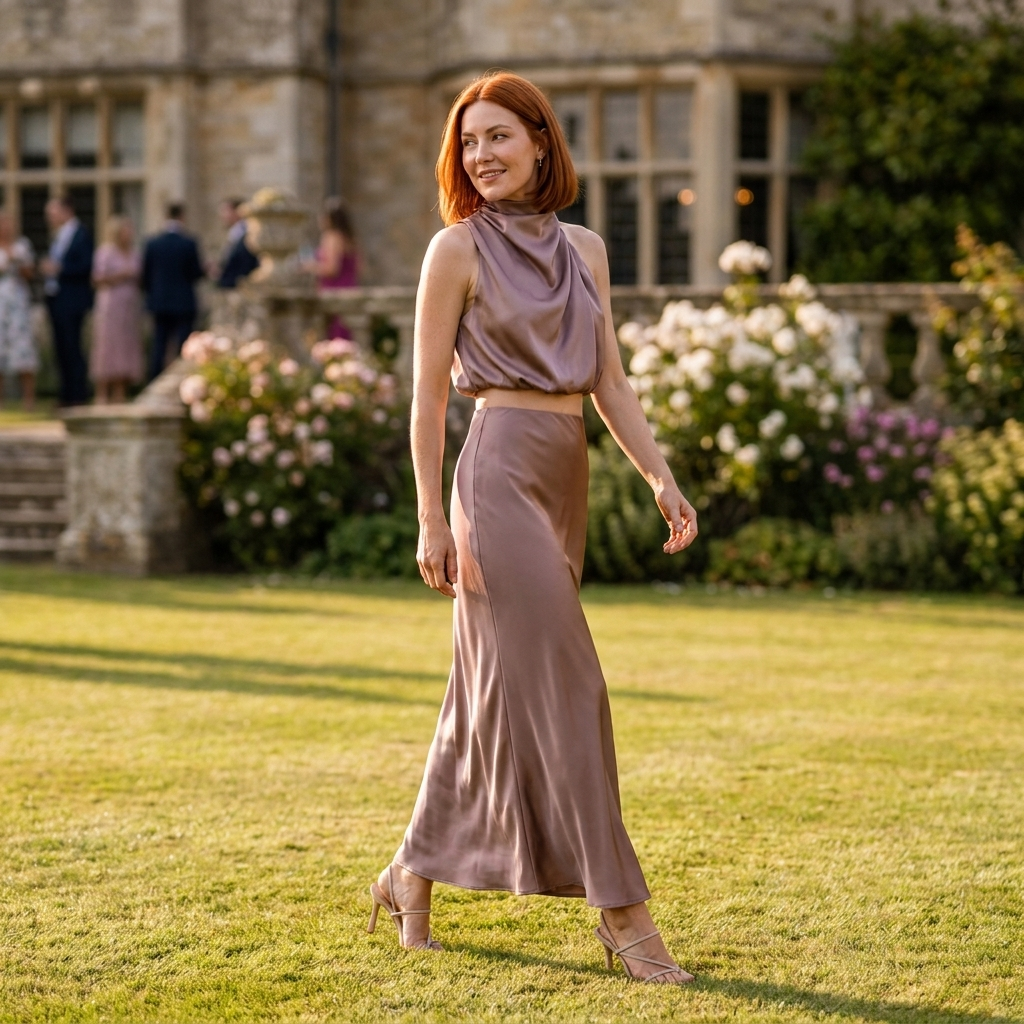 Women's long skirt set designed for occasion wear