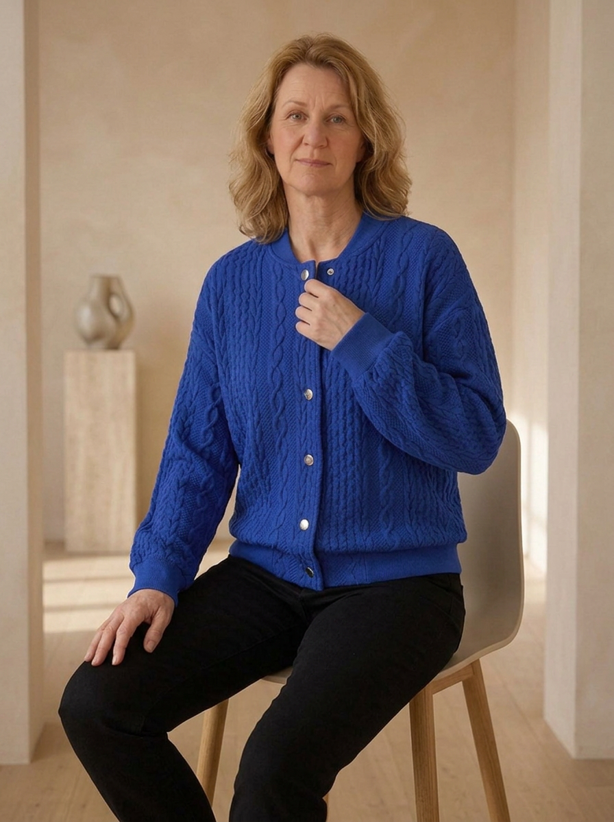 Women's cropped knit cardigan with long sleeves