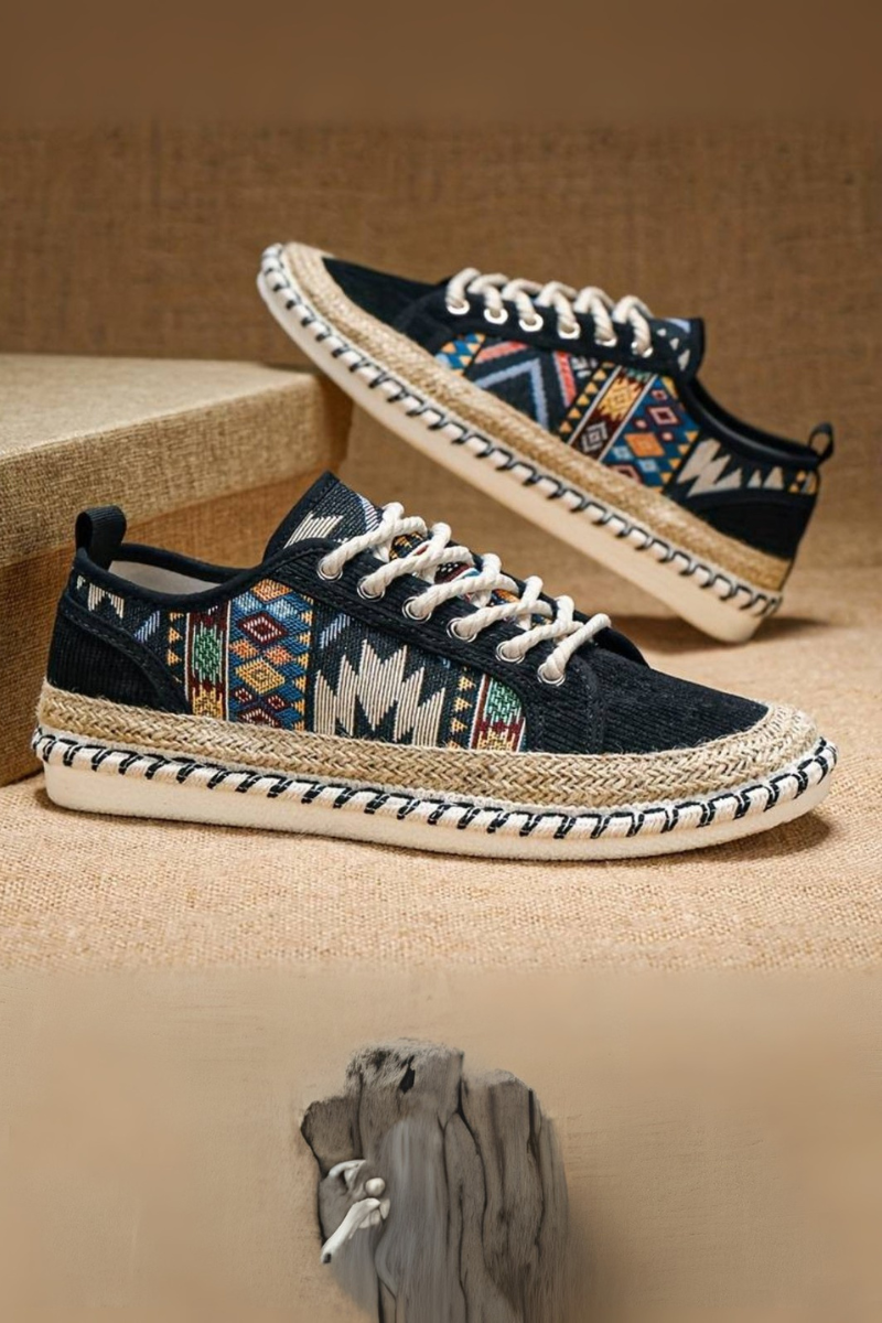 Low-profile sneakers with decorative panels and casual styling