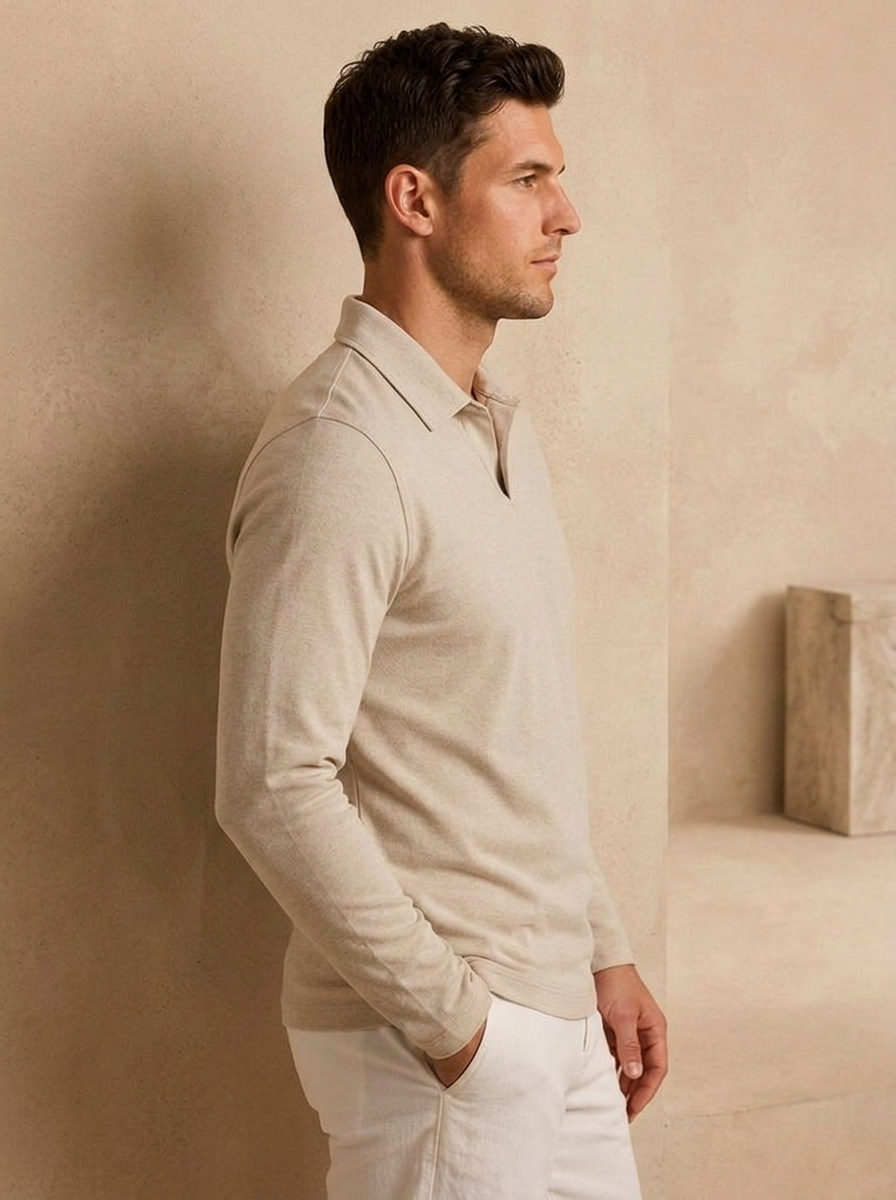 Men's knit polo with a classic collar