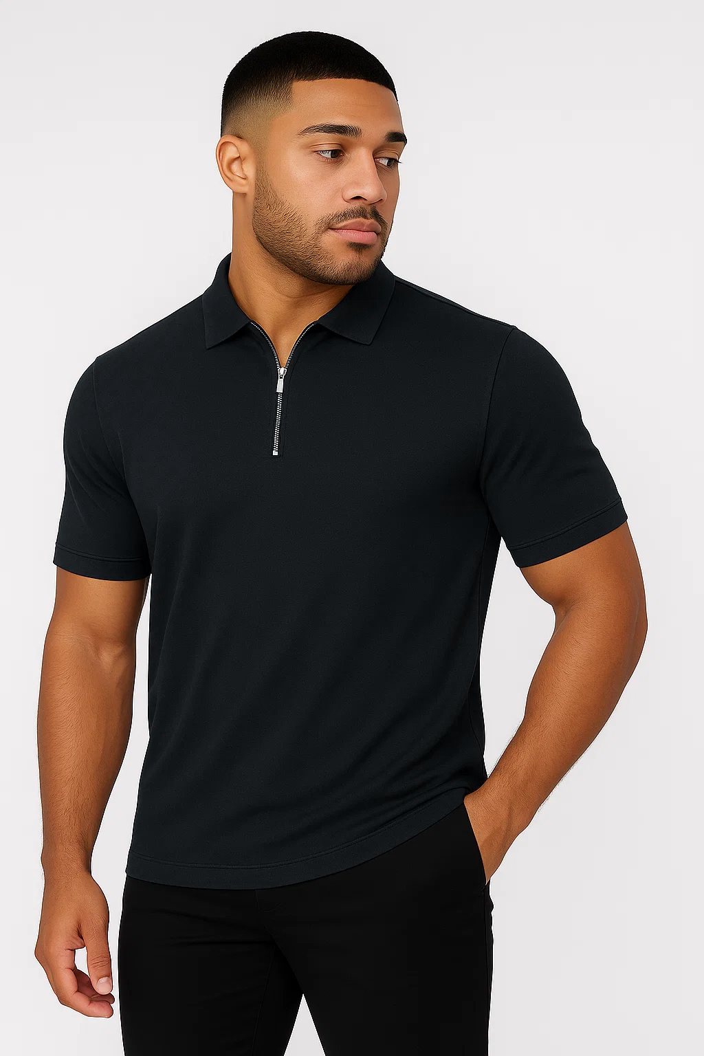 Polo Zippé | Louis – Noir