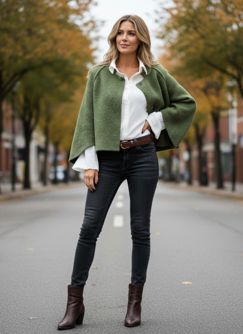 Veste Laine Coupe Droite Femme Hiver