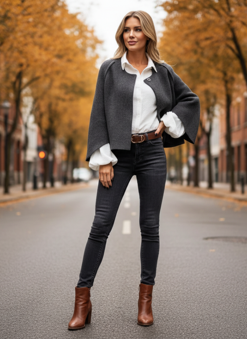 Veste Laine Coupe Droite Femme Hiver