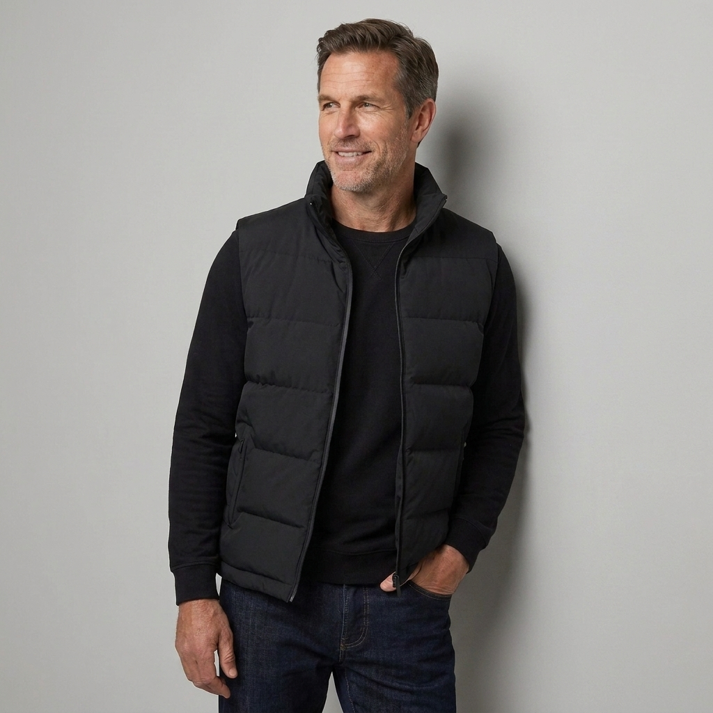 Full-length quilted zip gilet for men