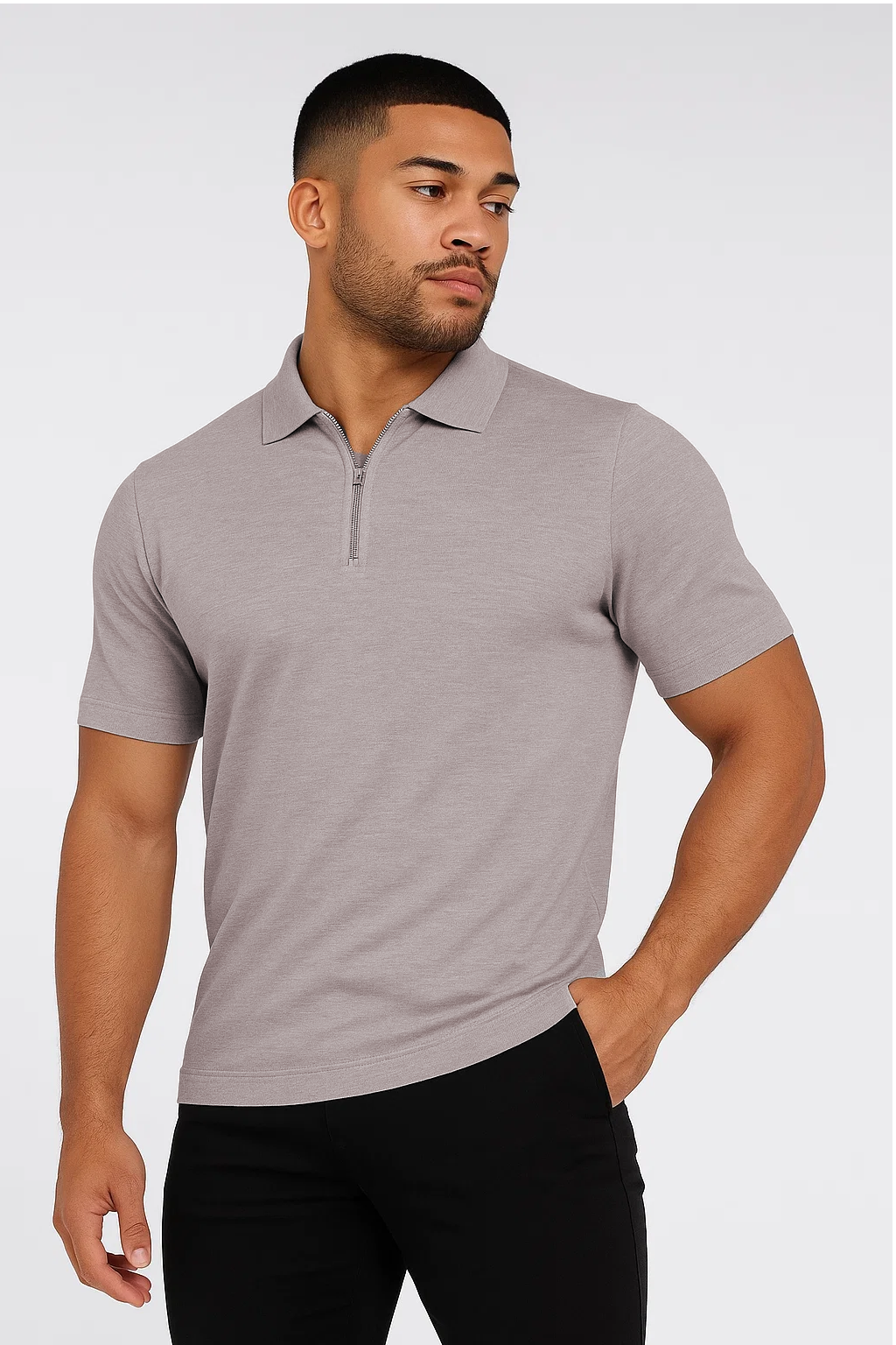 Polo Zippé | Guillaume – Gris Clair