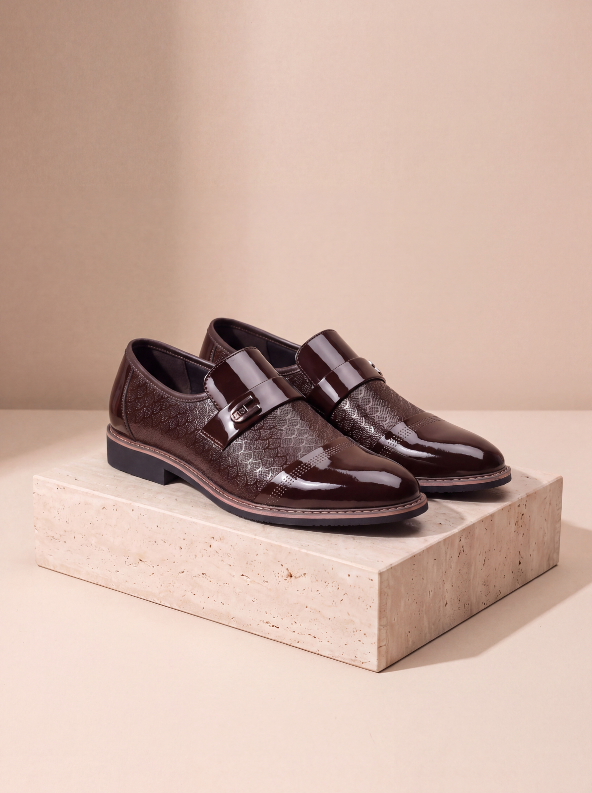 Patent leather dress shoes slip-on men