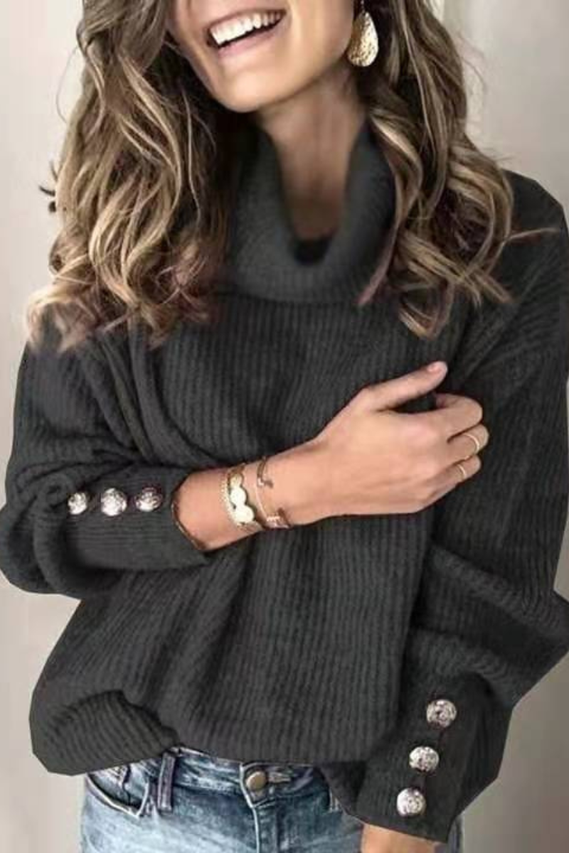 ribbed turtleneck collar detail on soft knit womens jumper