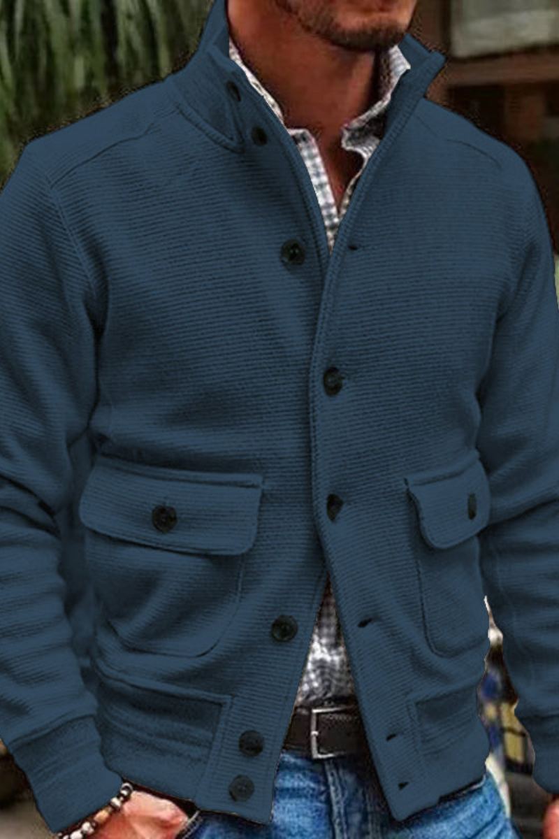Buttoned casual jacket showing relaxed fit for men