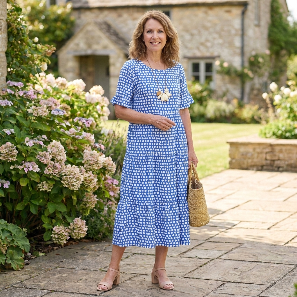 Women's pullover midi dress with short sleeves