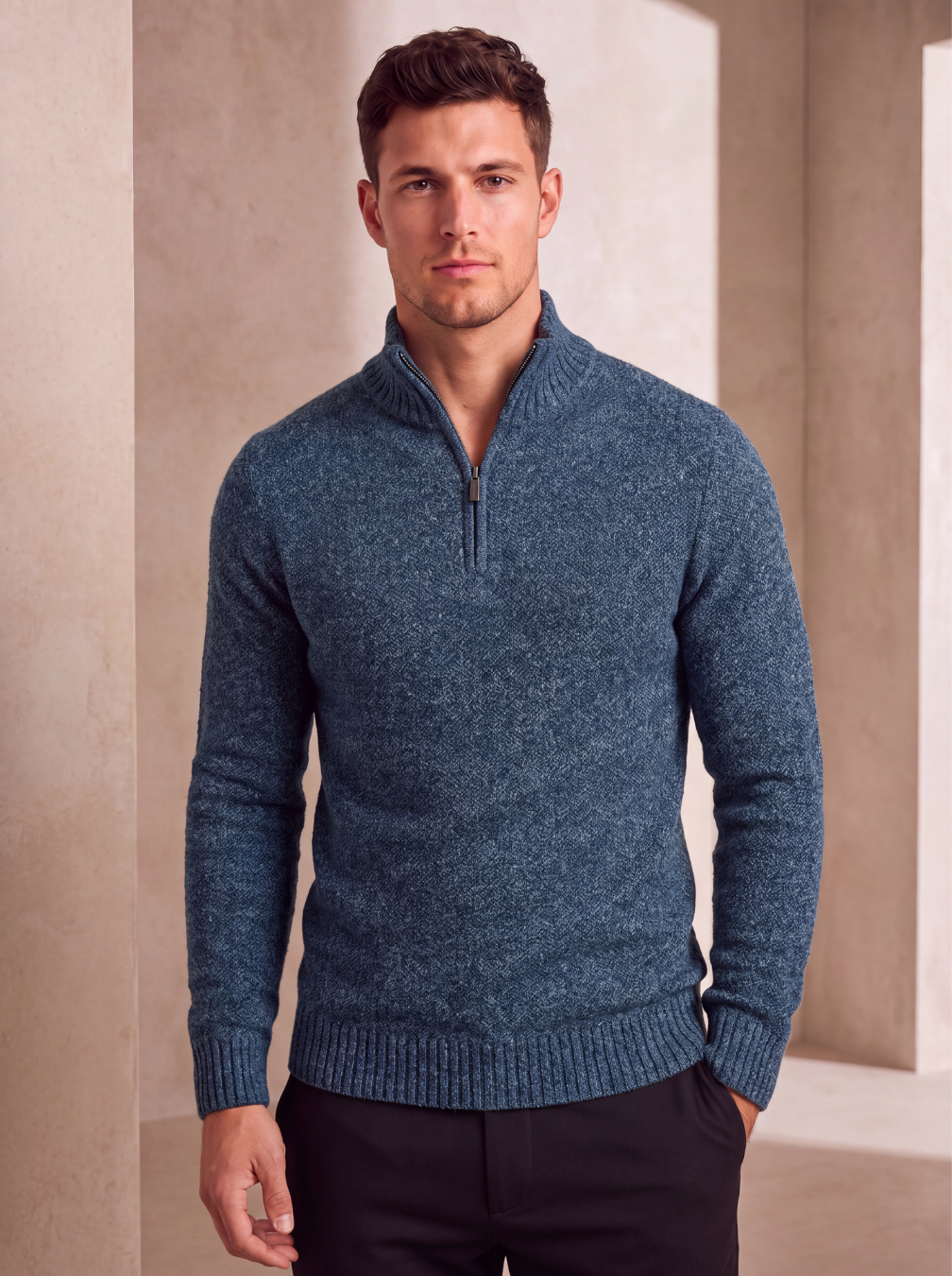Regular fit wool jumper men