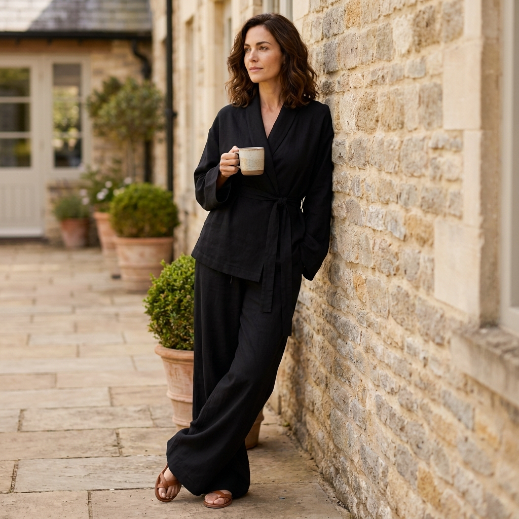 Women's wrap top wide leg trouser set for holidays and social gatherings