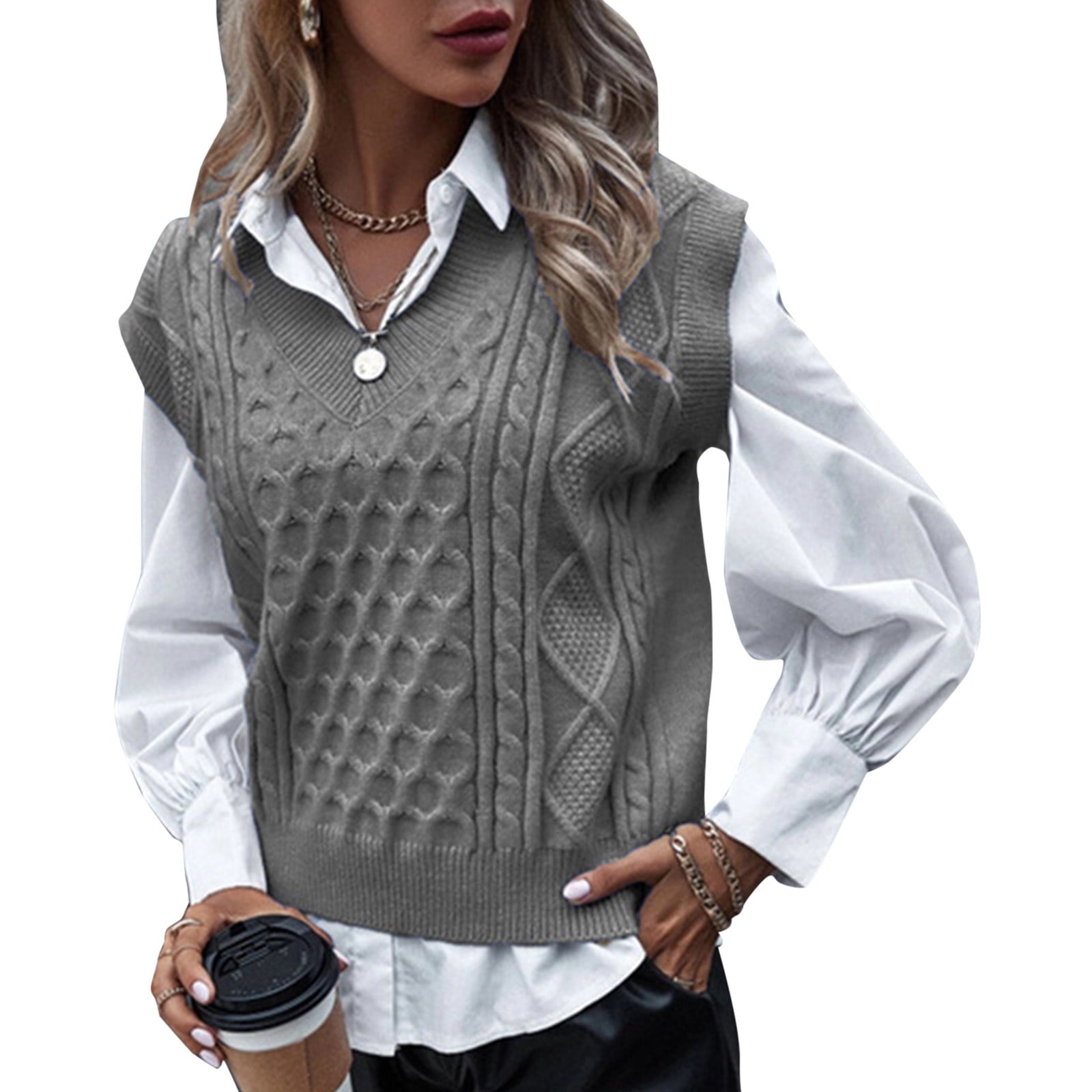 Knitted Cable Vest Women
