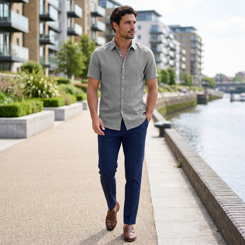 Men's casual shirt showcasing the garment silhouette