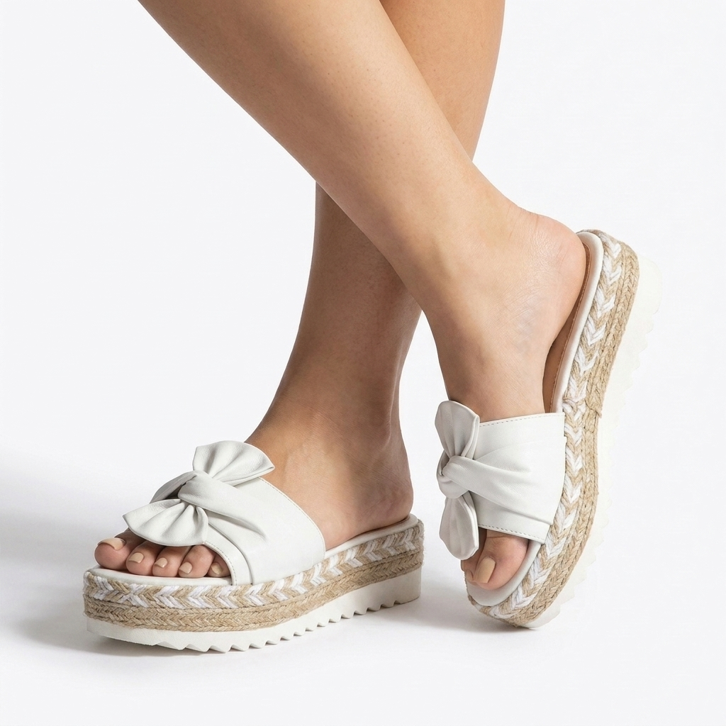 Cotton espadrille sandals with decorative bow detail