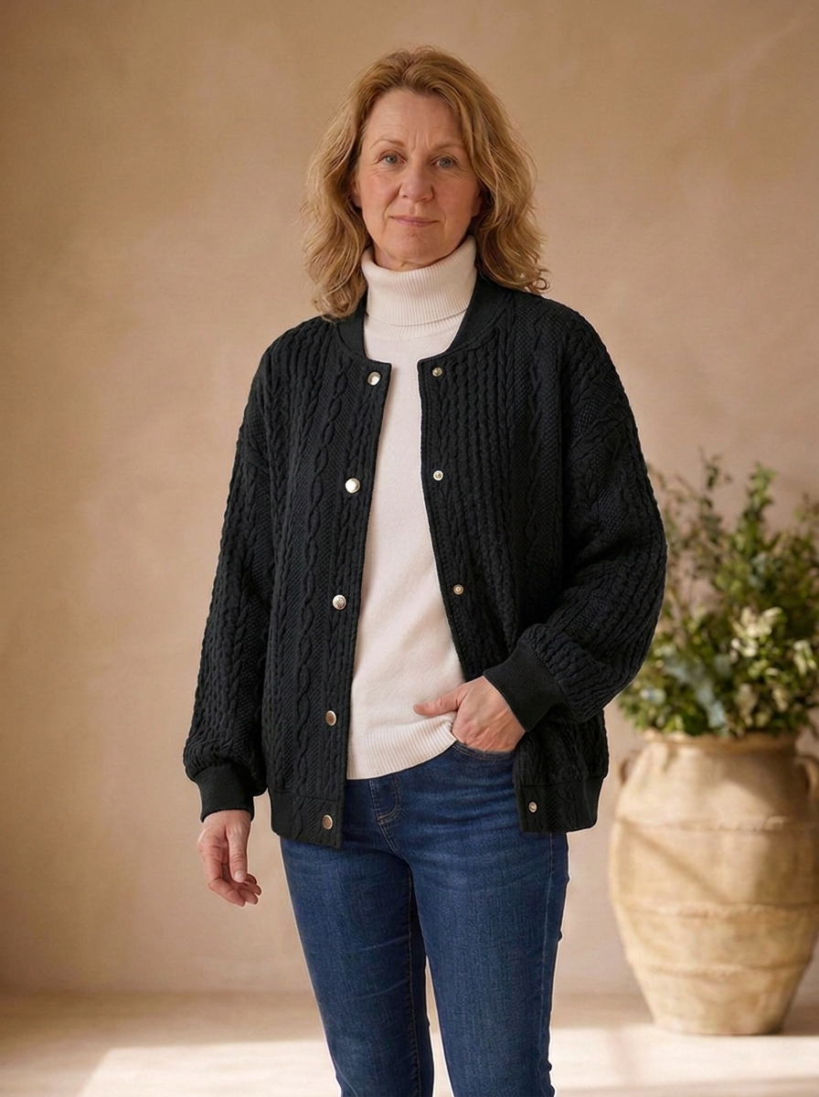 Women's knit cardigan for seasonal layering