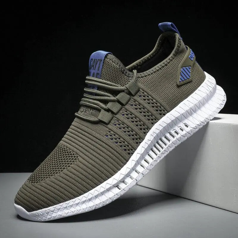 Mesh trainer with structured side panels and slip-on design for men