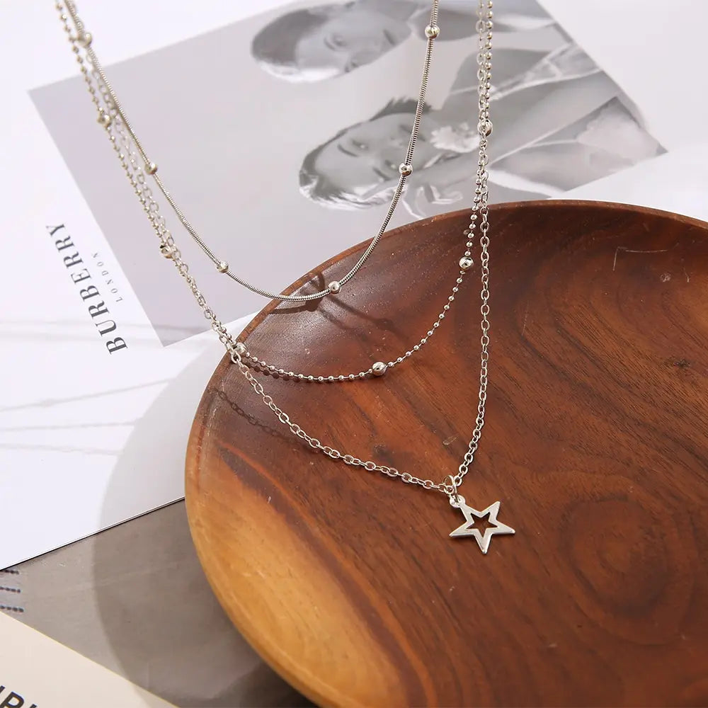 Collier Superposé avec Pendentif Étoile Femme