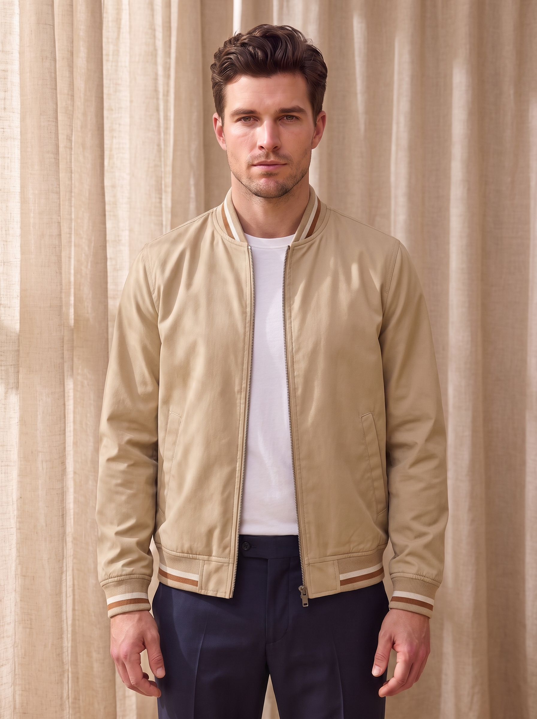Cotton bomber jacket regular fit men