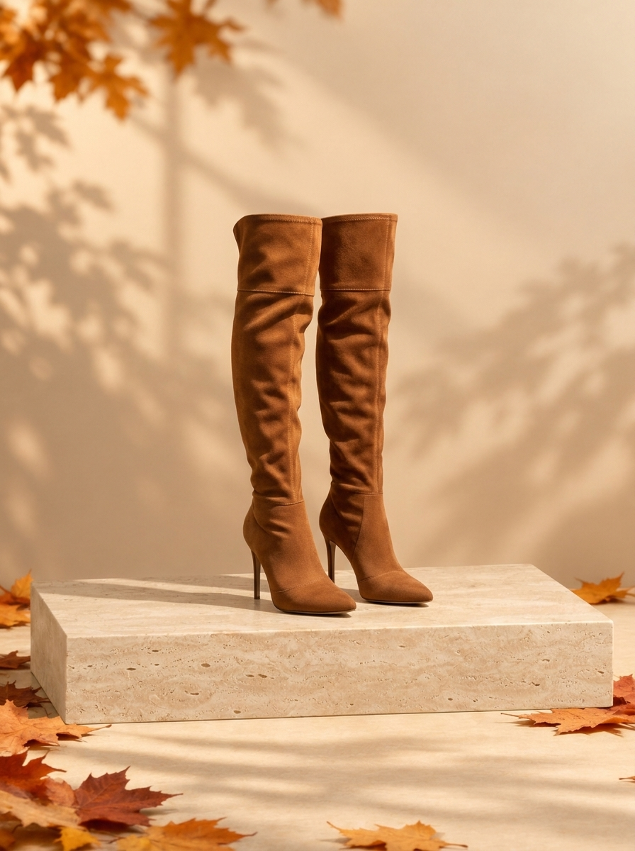 Women's synthetic suede long boots for autumn