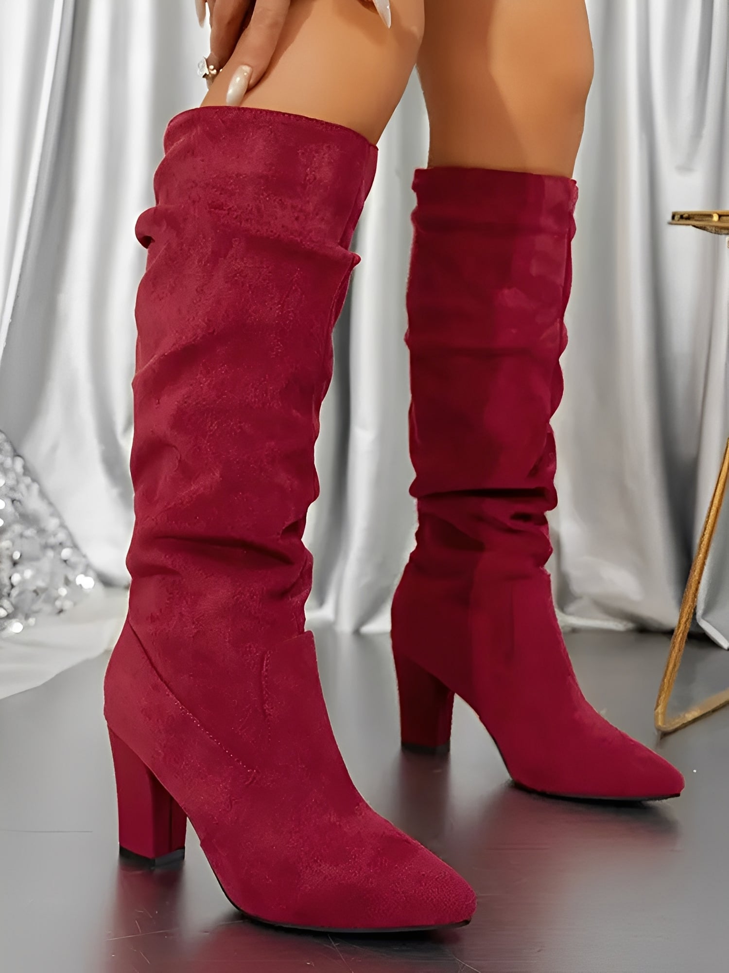 Bottes en Daim à Talon Haut Femme
