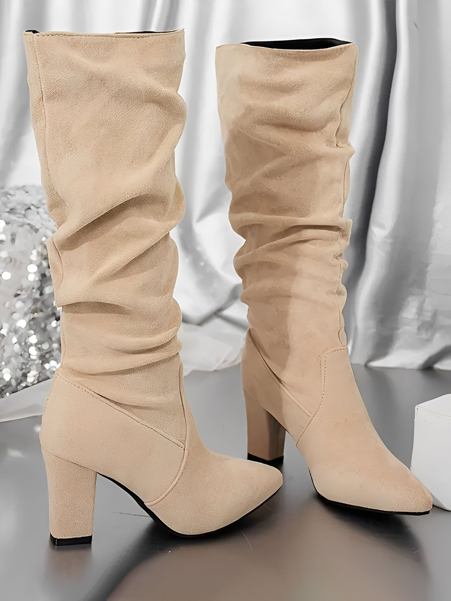 Bottes en Daim à Talon Haut Femme
