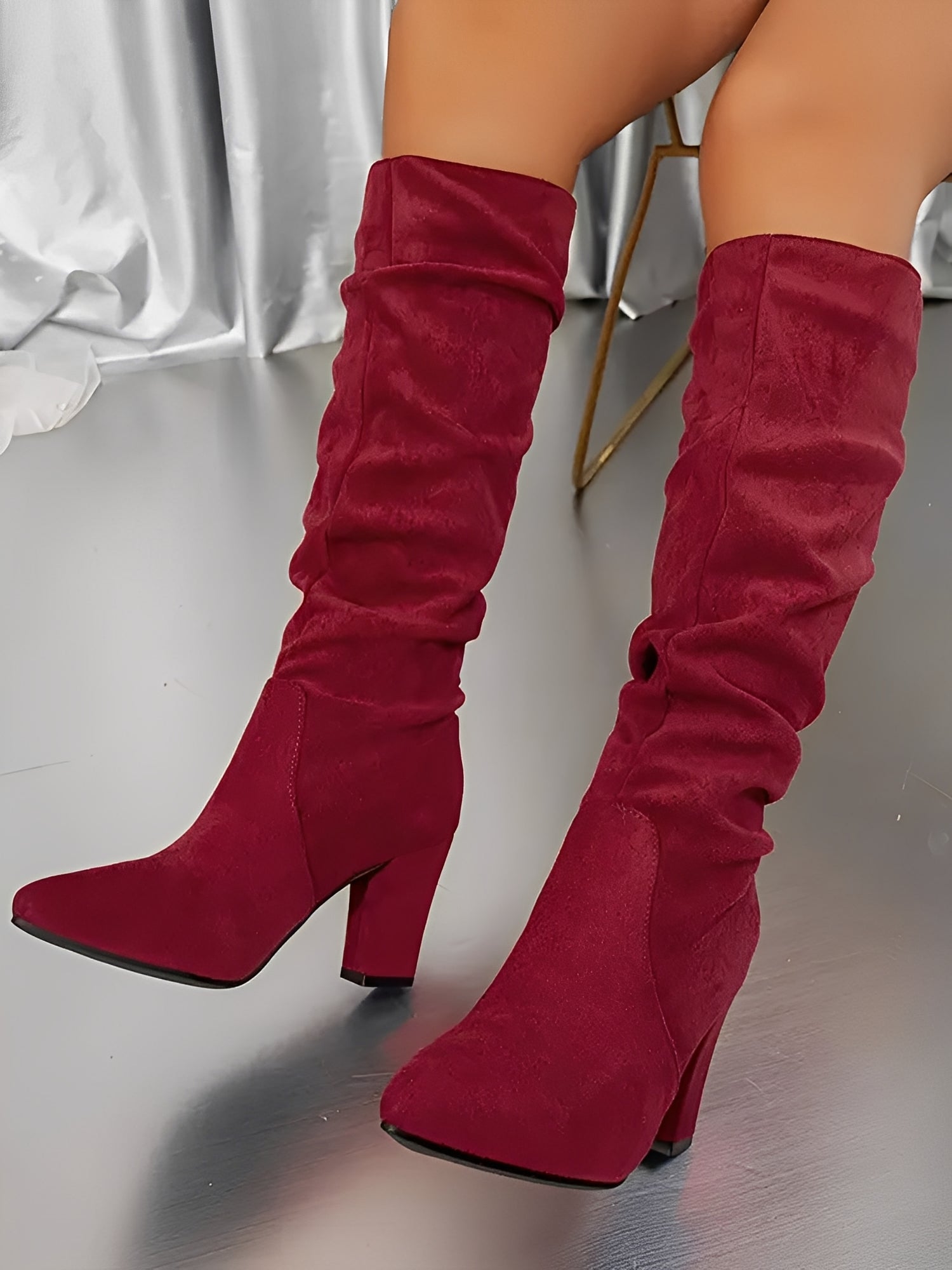 Bottes en Daim à Talon Haut Femme