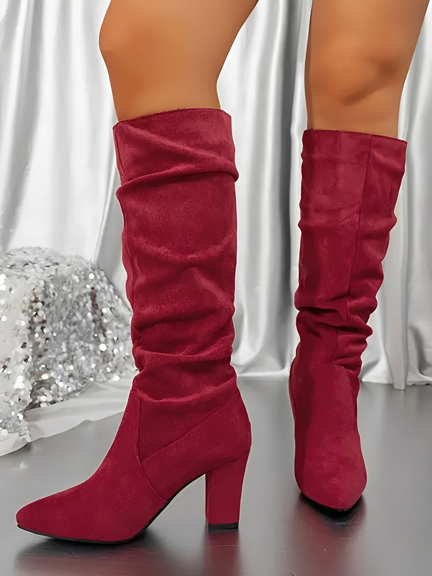 Bottes en Daim à Talon Haut Femme