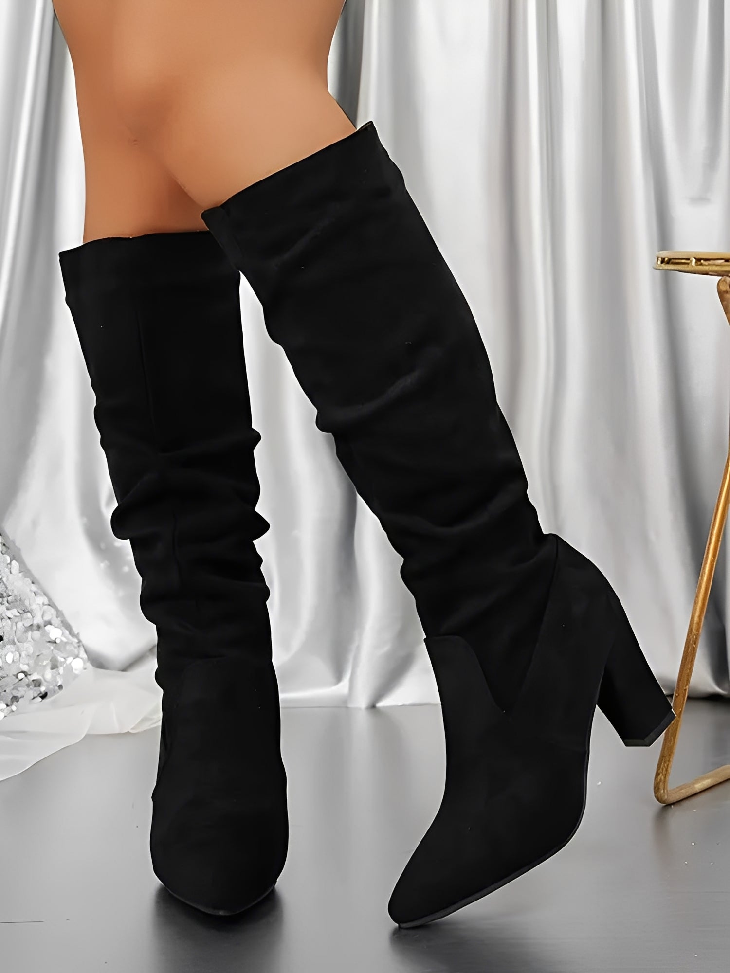 Bottes en Daim à Talon Haut Femme