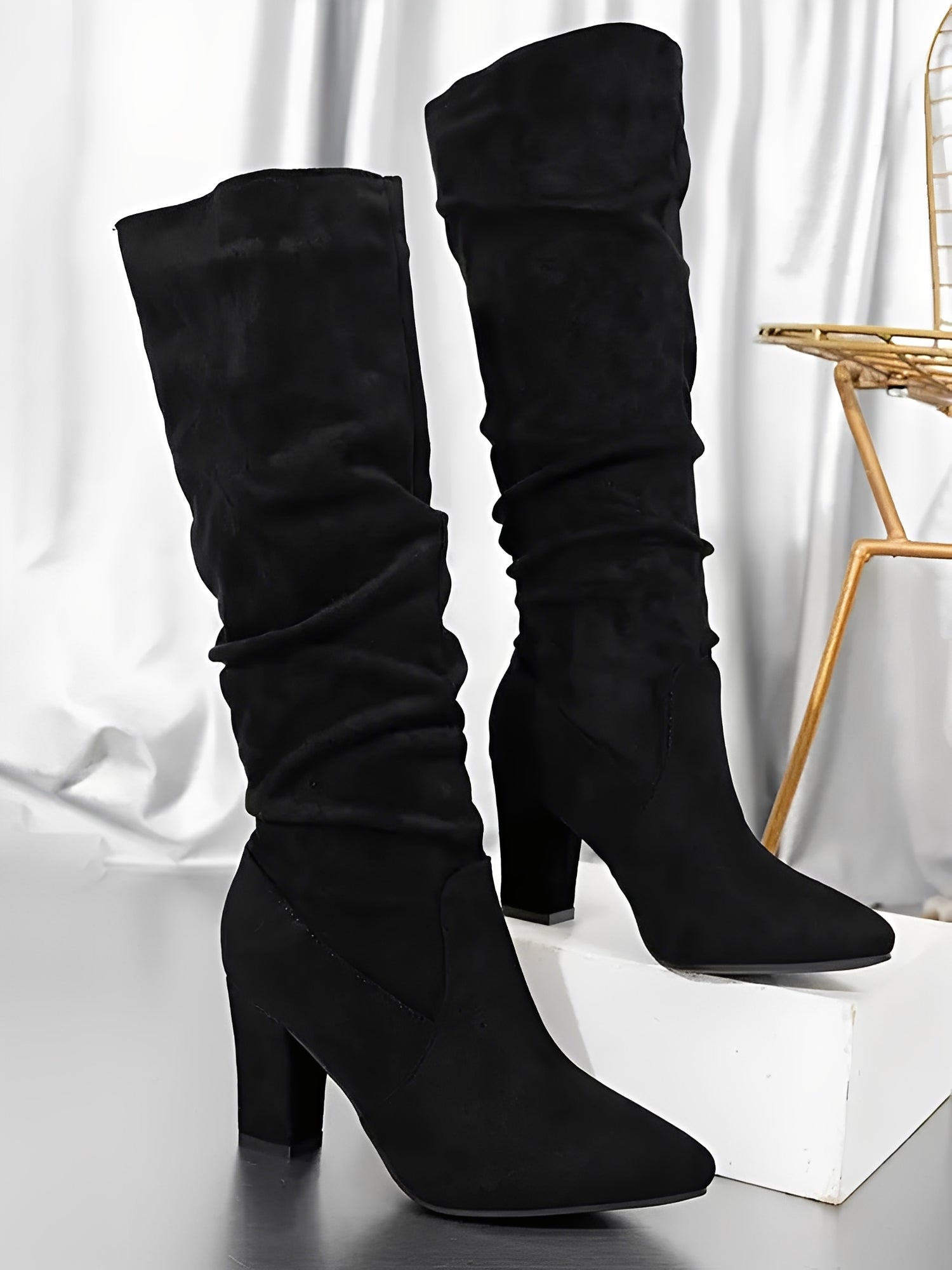 Bottes en Daim à Talon Haut Femme