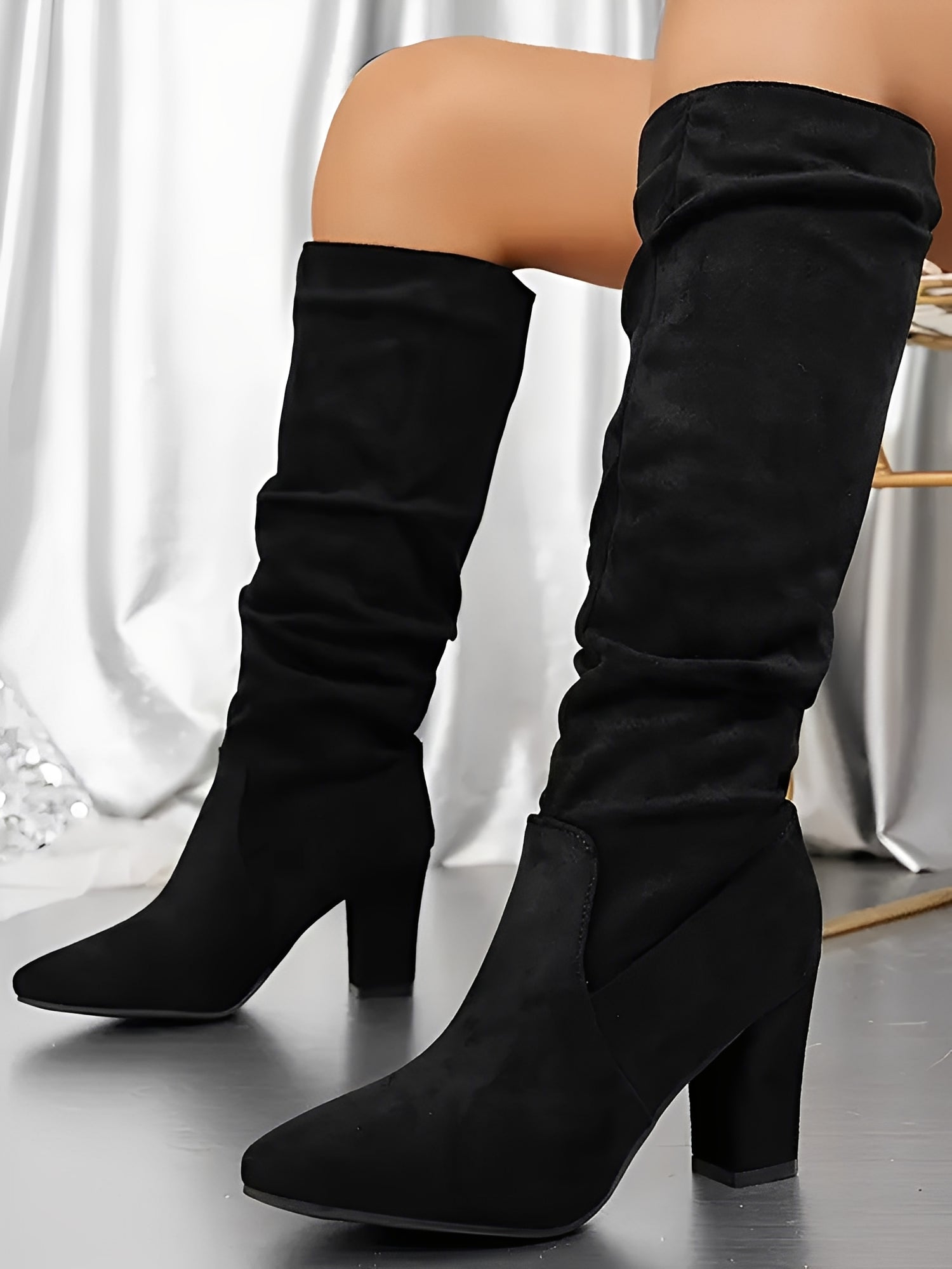 Bottes en Daim à Talon Haut Femme