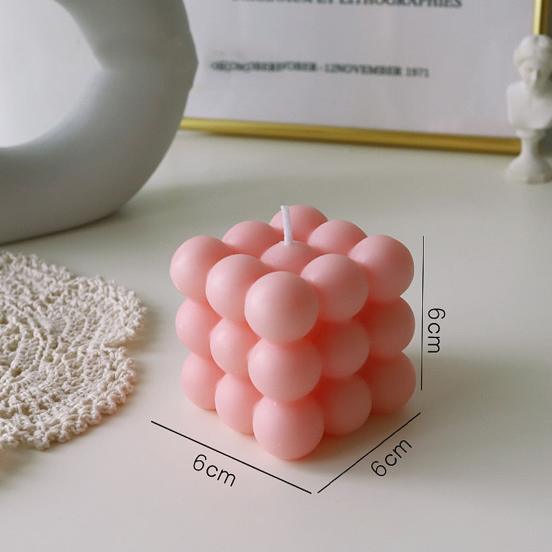 Bougie Cube Géométrique à Bulles