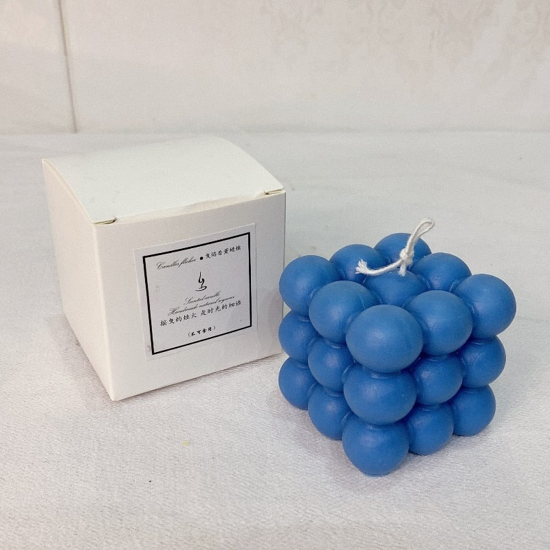 Bougie Cube Géométrique à Bulles