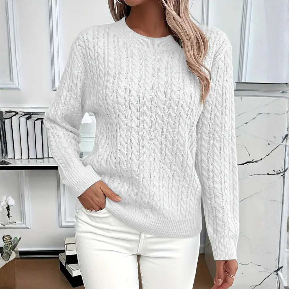 Textured wool jumper featuring ribbed trim and relaxed silhouette