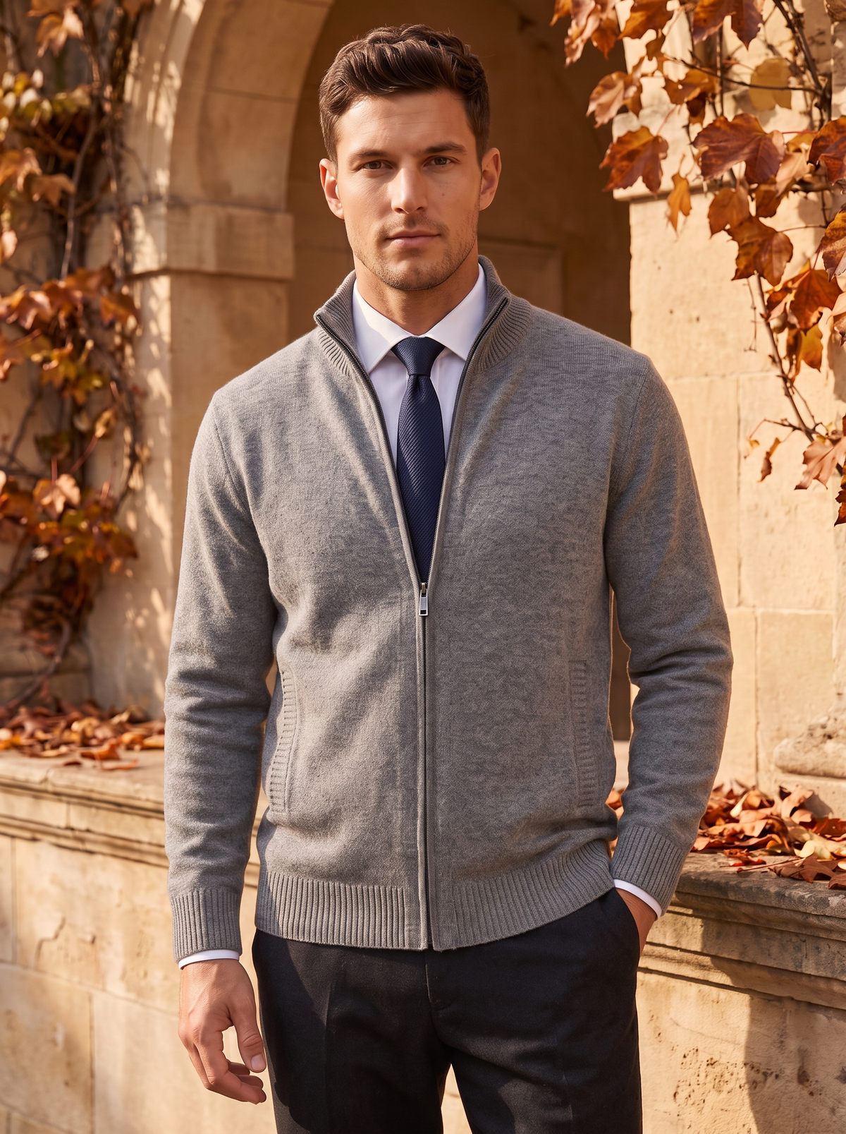 Men's full zip knit cardigan